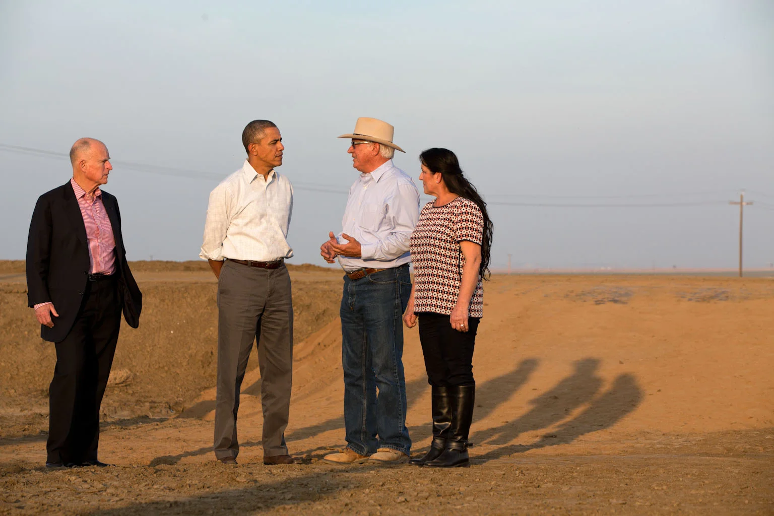 President Barack Obama touring a field with California farmer Joe Del Bosque and his wife Maria in 2014 in response to one of California’s worst droughts in over 100 years.