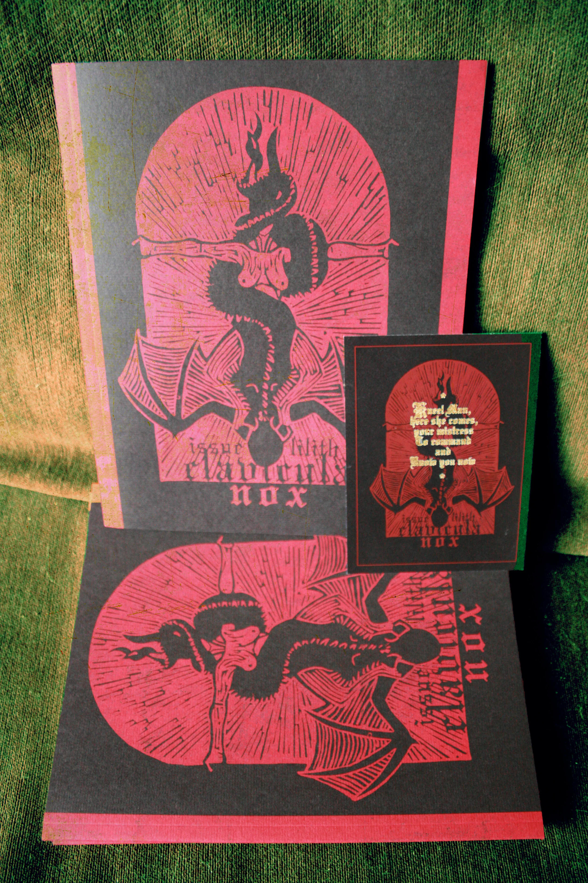 Cover design for occult journal Nox Clavicula vol IV published by Ixaxaar Press. Lino print by 'Jack Macbeth'