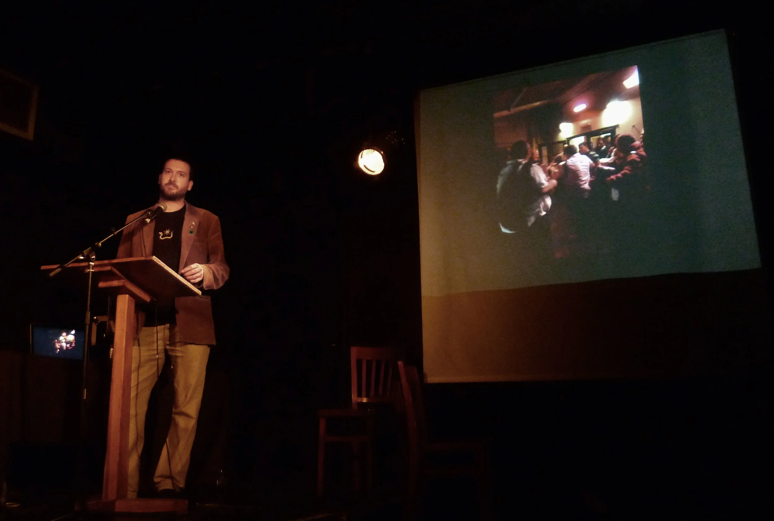 Ulysses Black delivers his presentation at the Catalyst Club in Brighton 2012.
