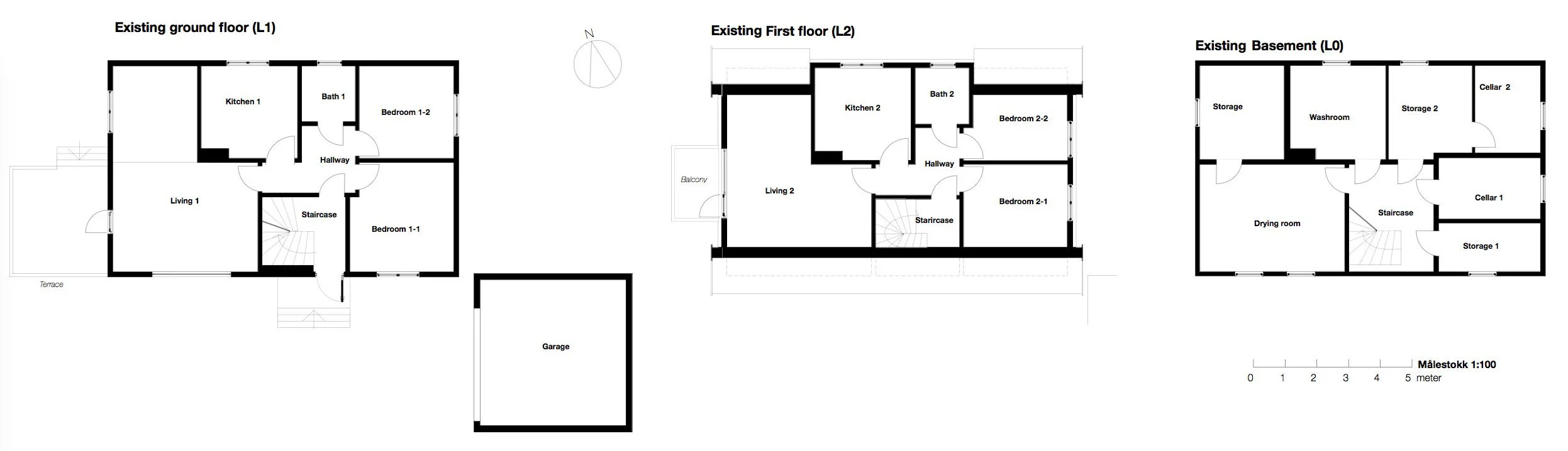 Floor plans of the existing house (click for full view)