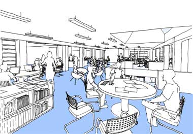 We sketched extensive and detailed views of the proposed teaching spaces to communicate design ideas to the client and the other members of the team