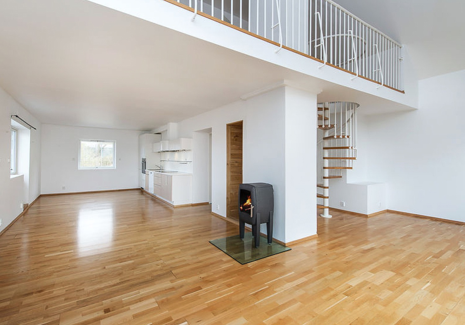 The open plan first floor of the apartment