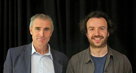 2hD director Chris Heuvel (left) with the speaker from Assemble, Lewis Jones (right)