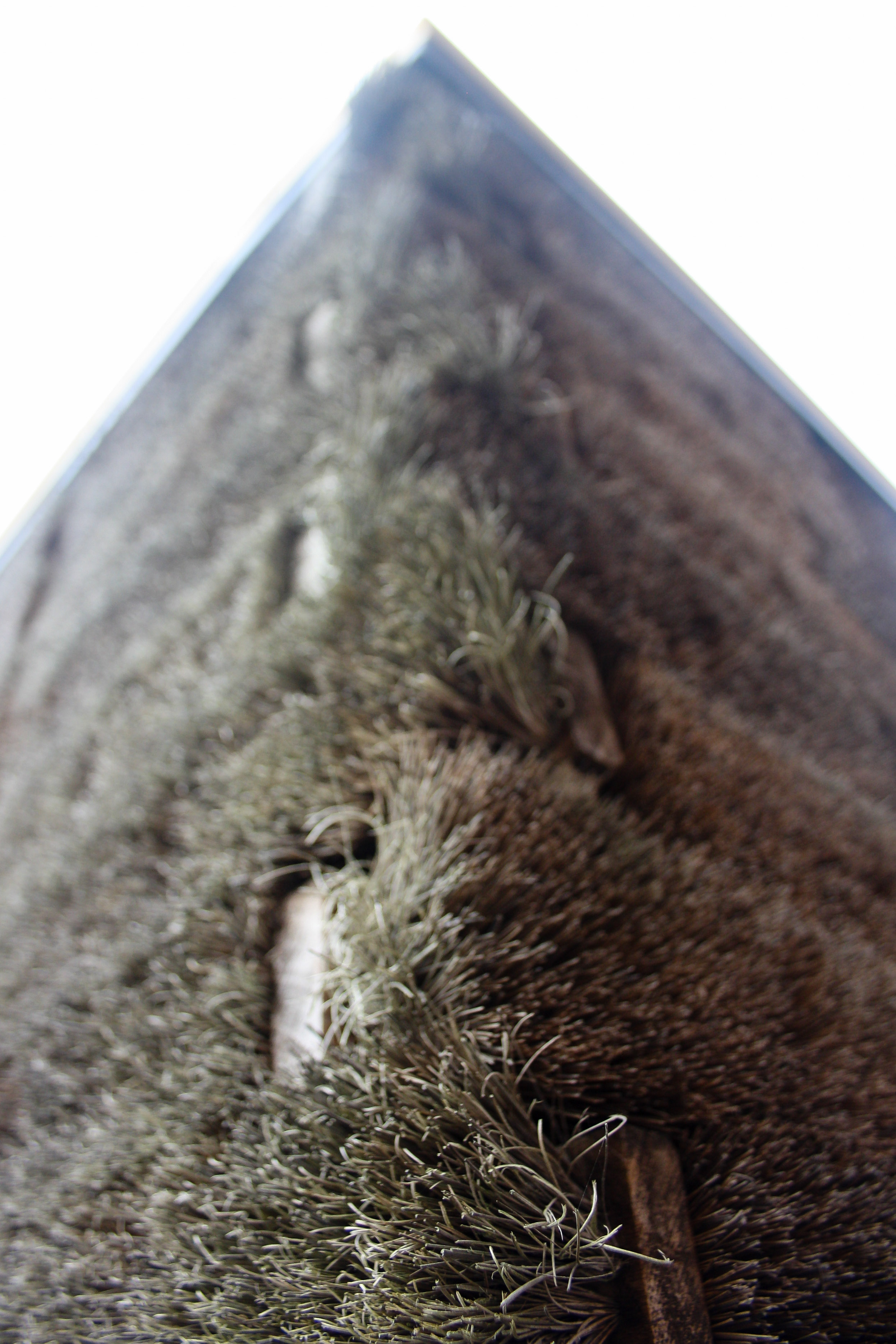 Corner detail of the coco-fibre broom cladding