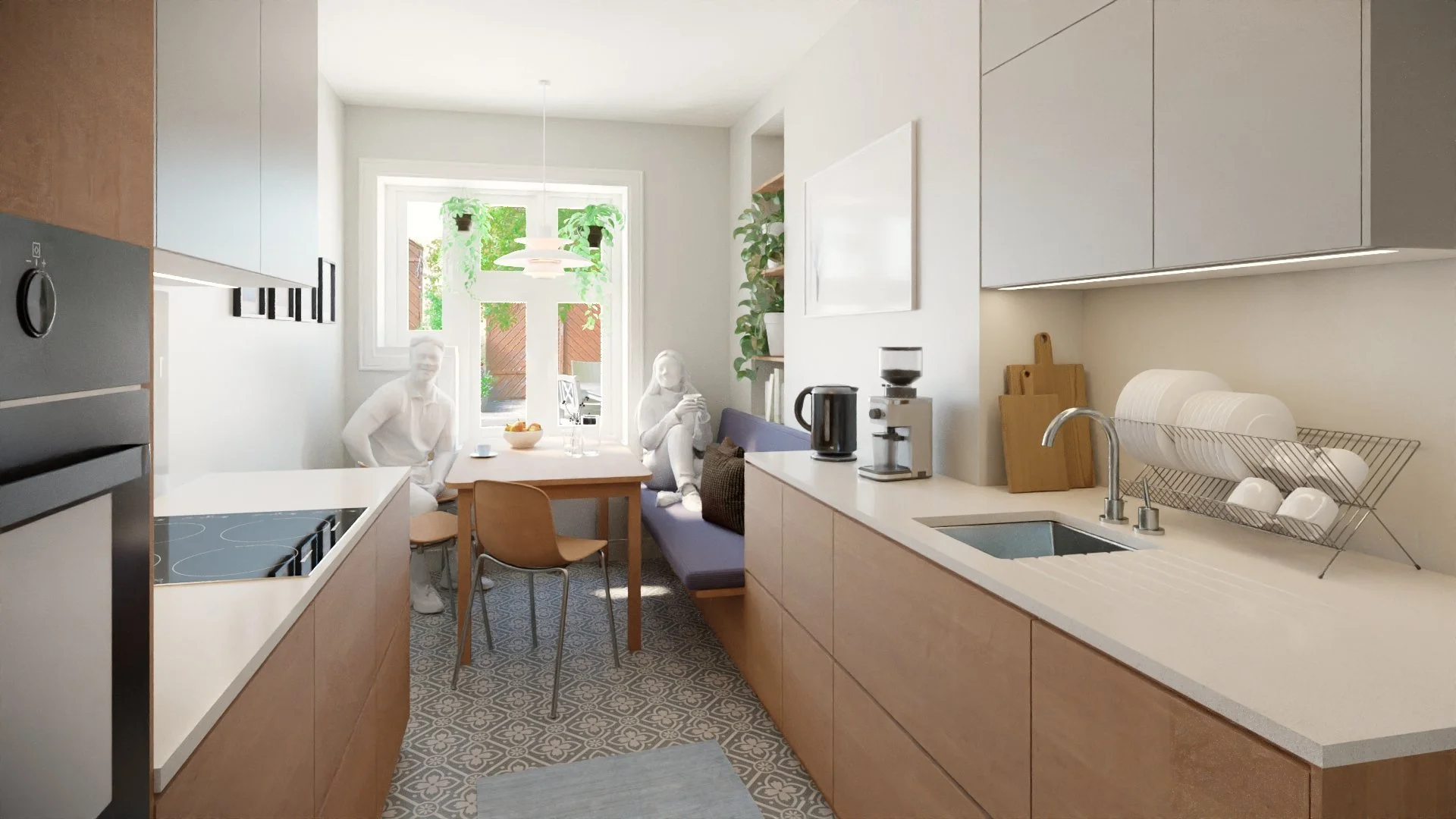 Sketch design of kitchen interior 