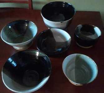 6 Black and White Bowls