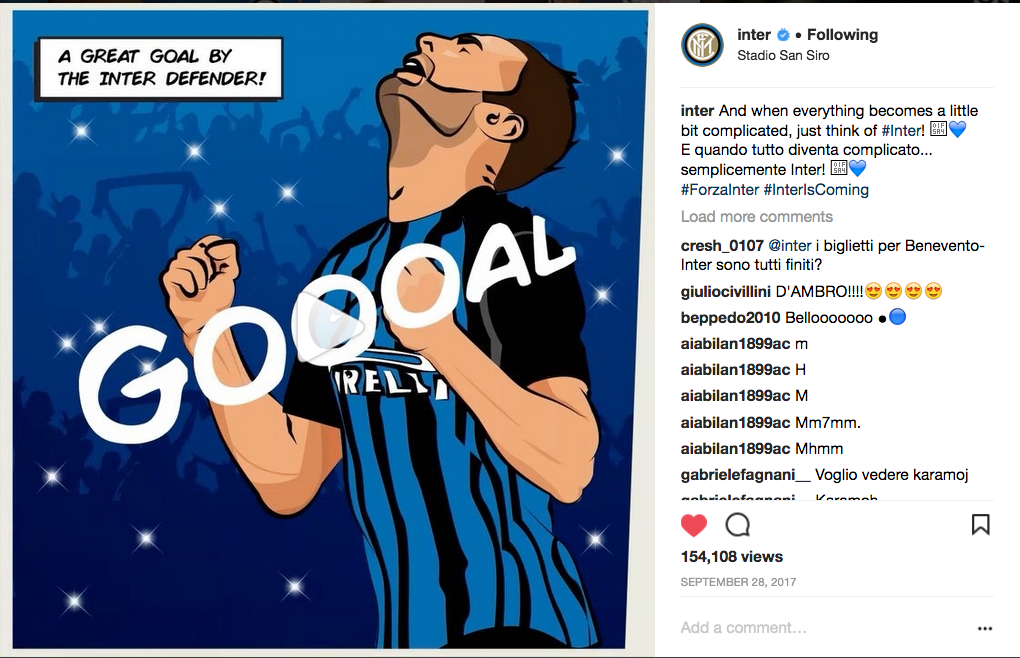 The comic book styled animation proved to be a huge hit with the clubs Instagram followers.