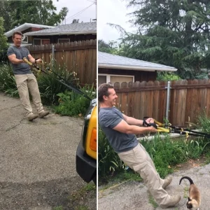 Me, getting in a workout with 1 of my 3 cats "helping".