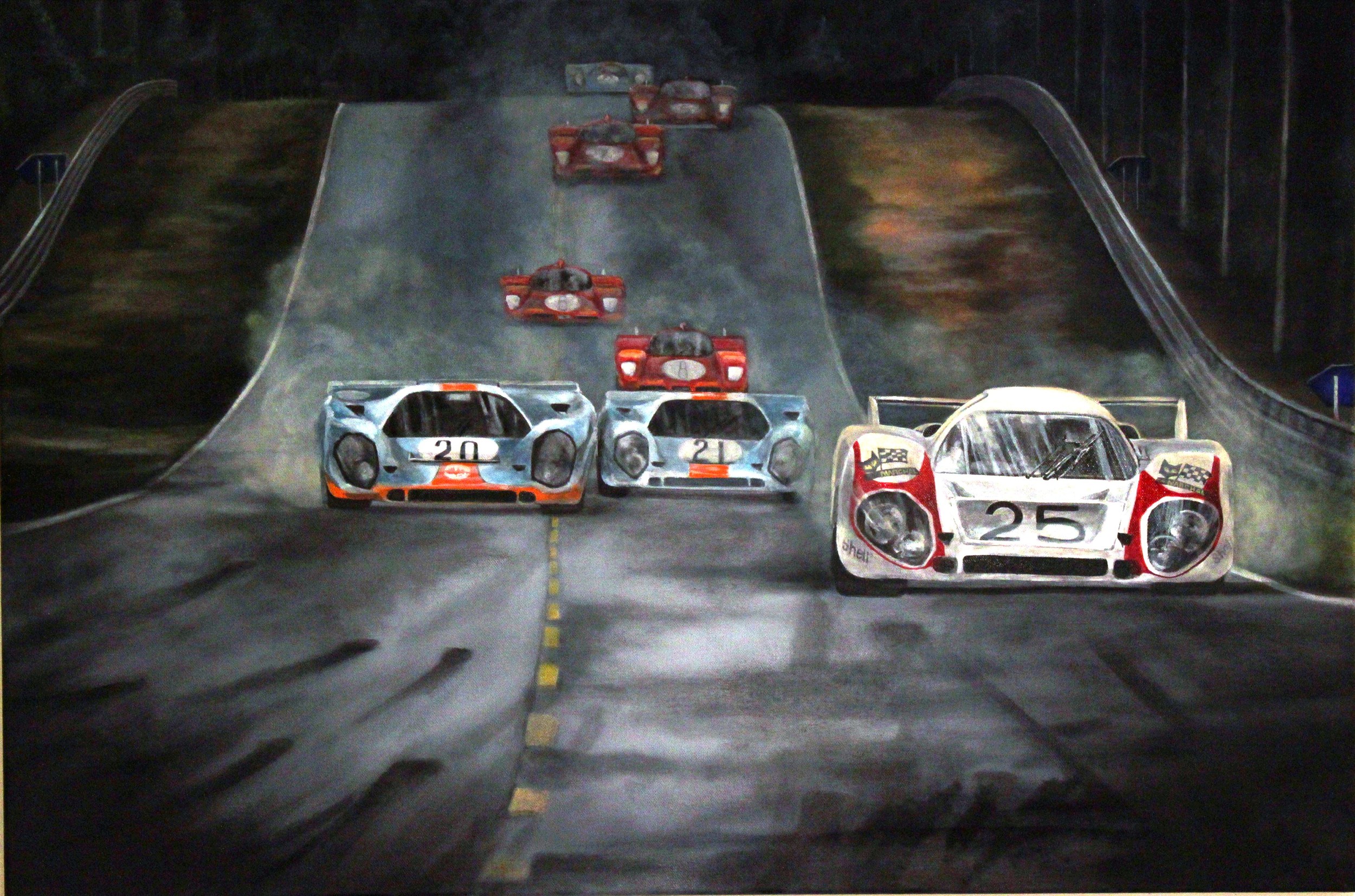 Lap 1 Mulsanne, oil on canvas 24x36.JPG