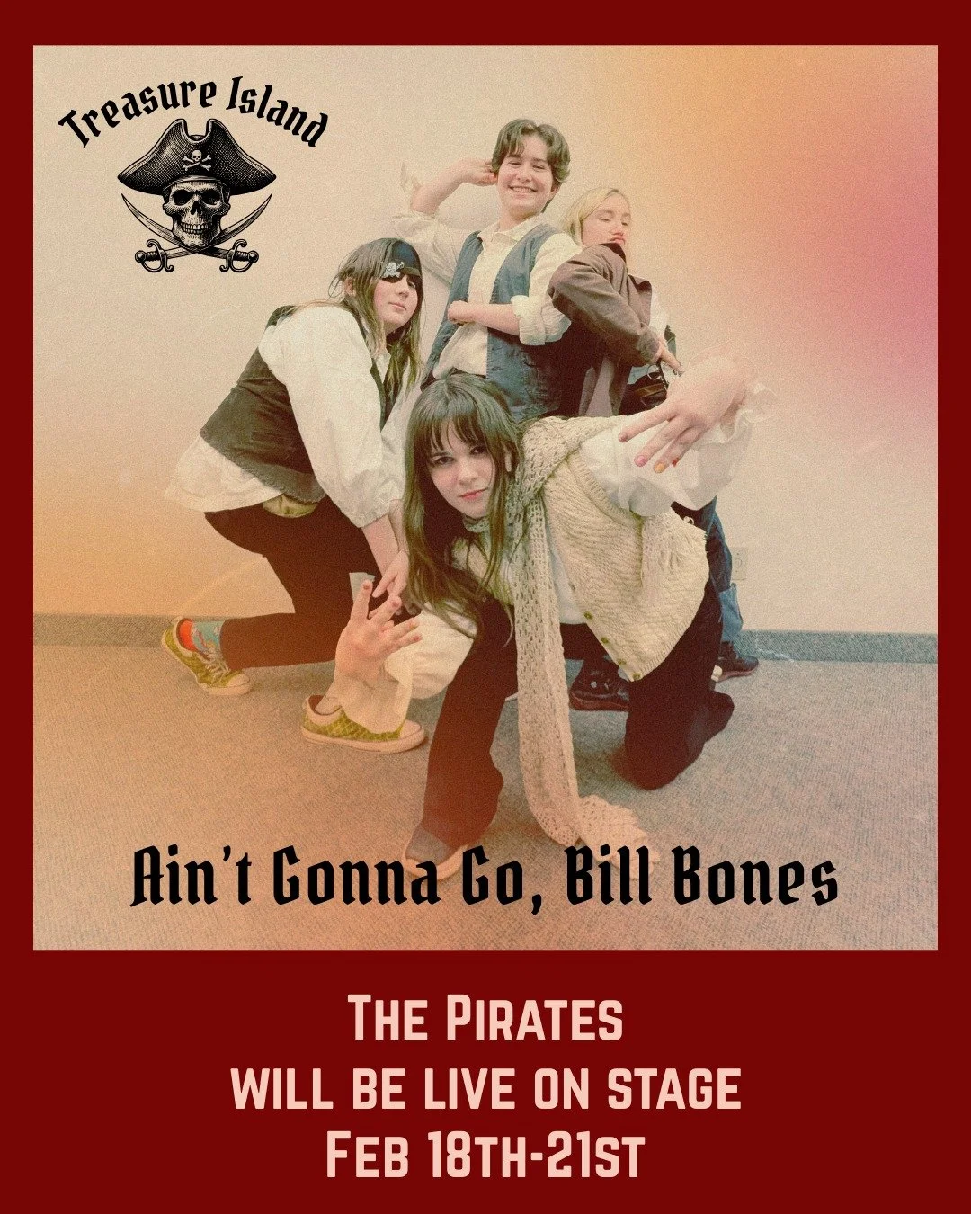 Bill, Hawkeye, Black Dog, and Dirk are ready! Join our pirates this week for our adventure on the high seas at the Registry Theatre. @registrytheatre 

Treasure Island, All-ages show
Feb 18th-21st
7pm shows, with an extra 2pm matinee on Saturday
Kids