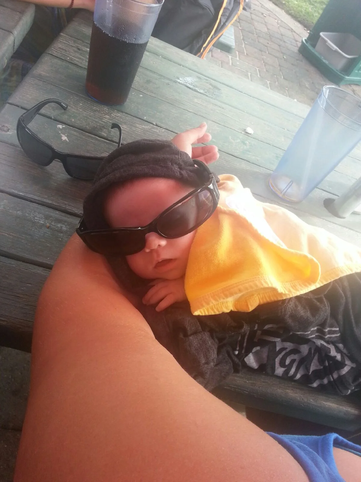 GrandBaby Talon does lunch at the harbor