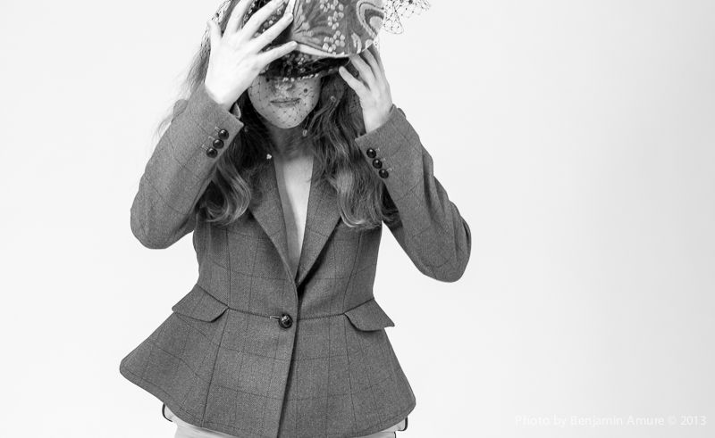  Rose Keegan in the "Evelina" jacket. Hat by Stephen Jones. 