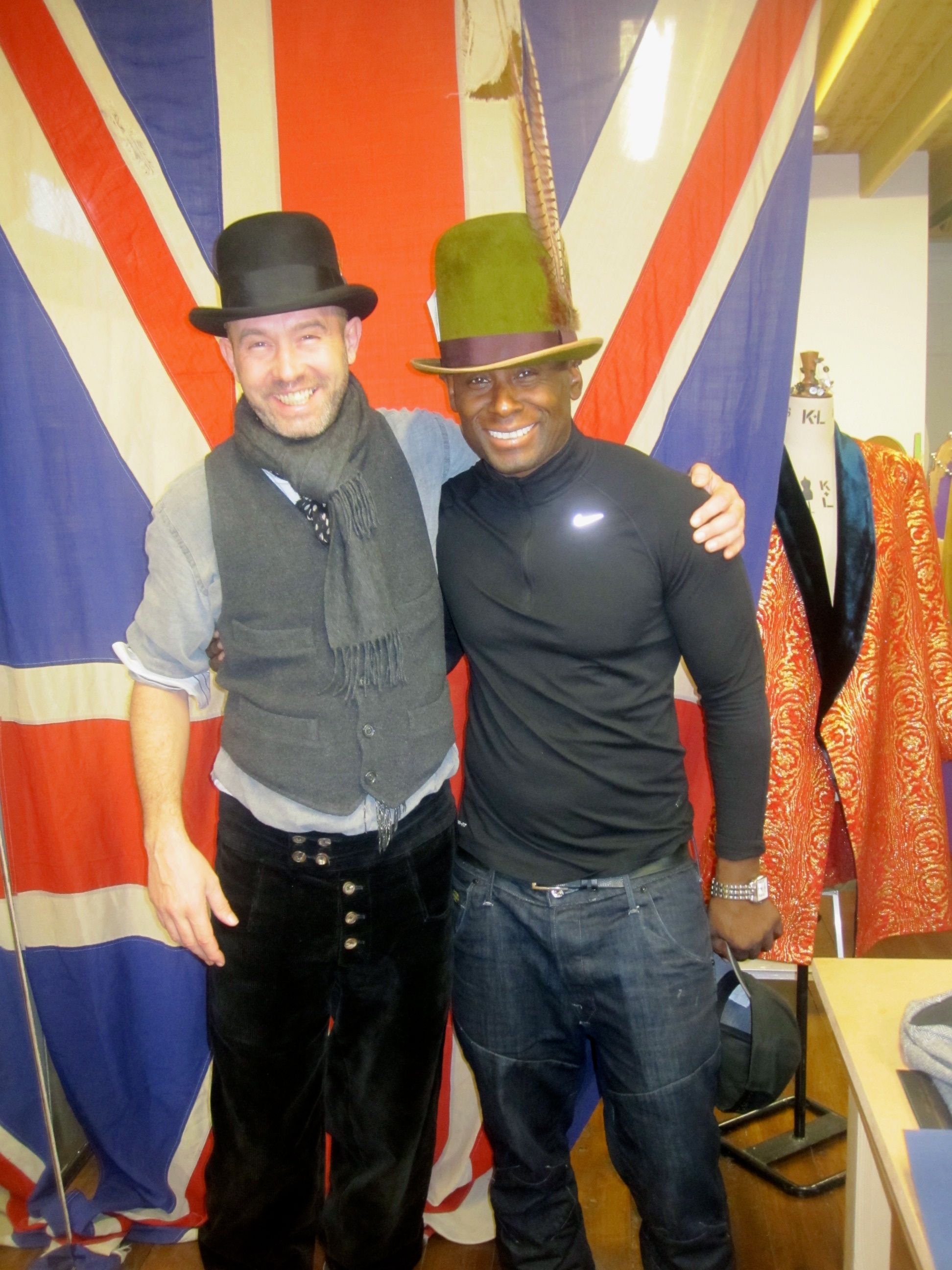 Mr Wesley with David Harewood (wearing the Bedlam high top hat), of "Homeland" fame and much else besides including but not limited to being Lady C's RADA class mate.