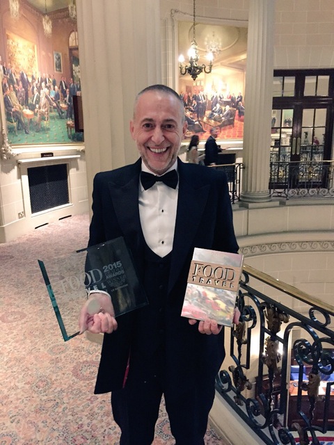 Chef with his Food Travel award 2015 for best dinner suit! Nooo, in recognition of his superlative skills in the kitchen.