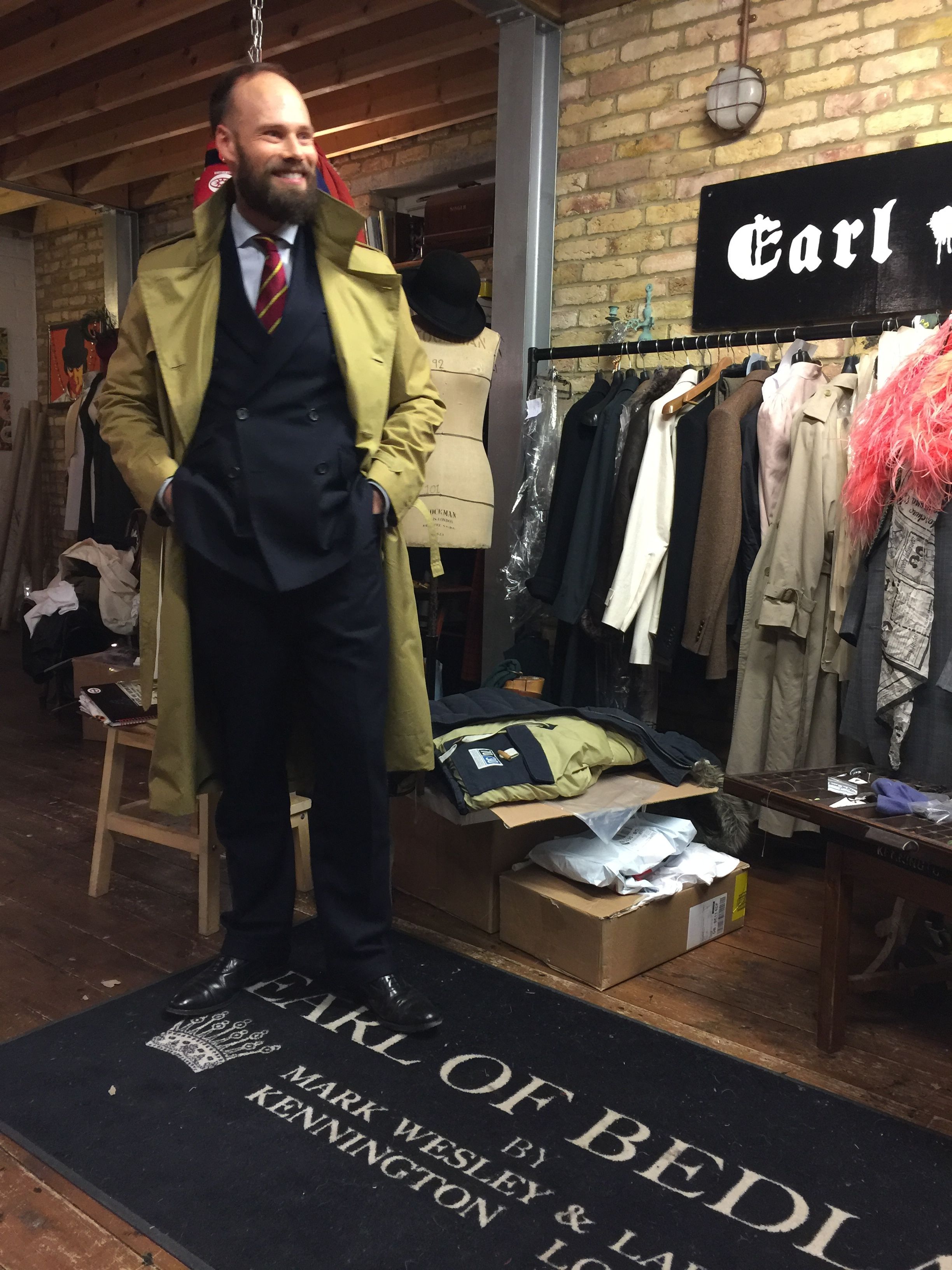 Gorgeous Rory in the double breasted suit we made him underneath his bespoke Trench Coat - a classic that is surprisingly difficult to find now everything is over designed and mucked about!