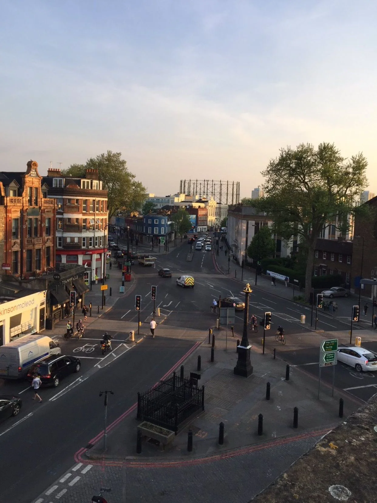 n aerial view of Kennintgon Cross from the roof of our pals at the Dog House public house. The vicarage, and Angus' garden hedge, is just behind the tree to the right.