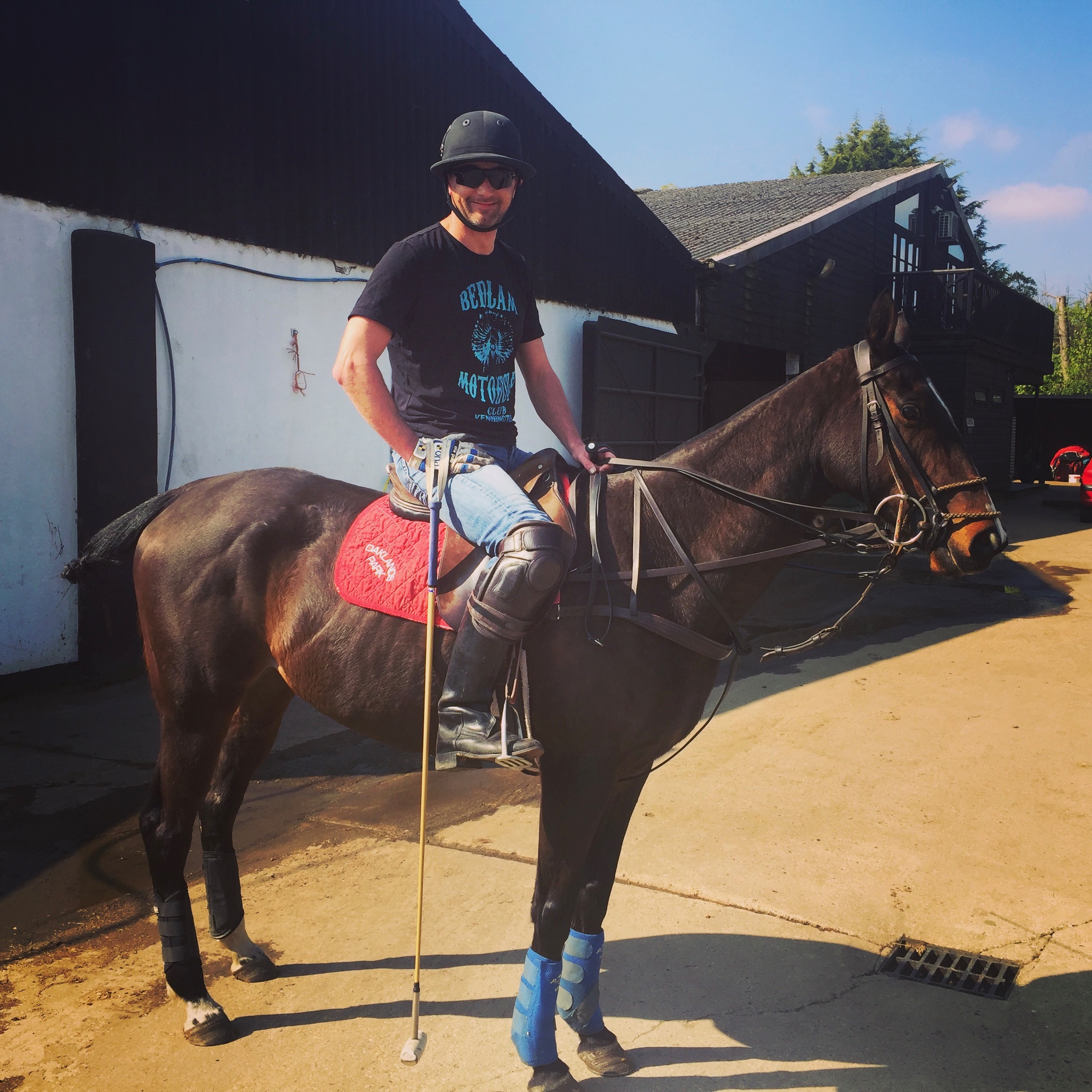Adriano reverses the formula this time, with haute luxe underneath and a Bedlam motorcycle club t-shirt on top #horsepower