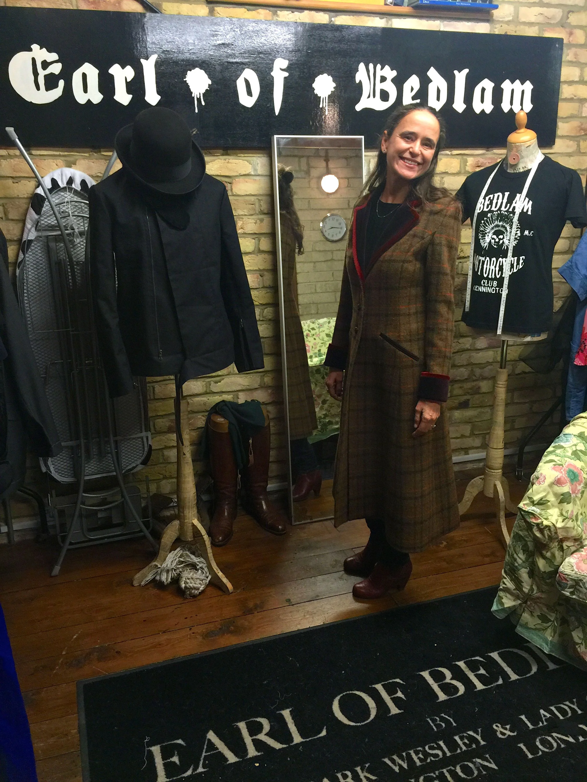 La Guapa Nicola in her "Queen of the Harvest, Damson Hips and Cider Apples" overcoat 