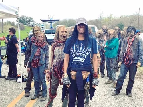  All EoB tees come with integral zombie repellent. Nyima bravely volunteered to prove this to you. 