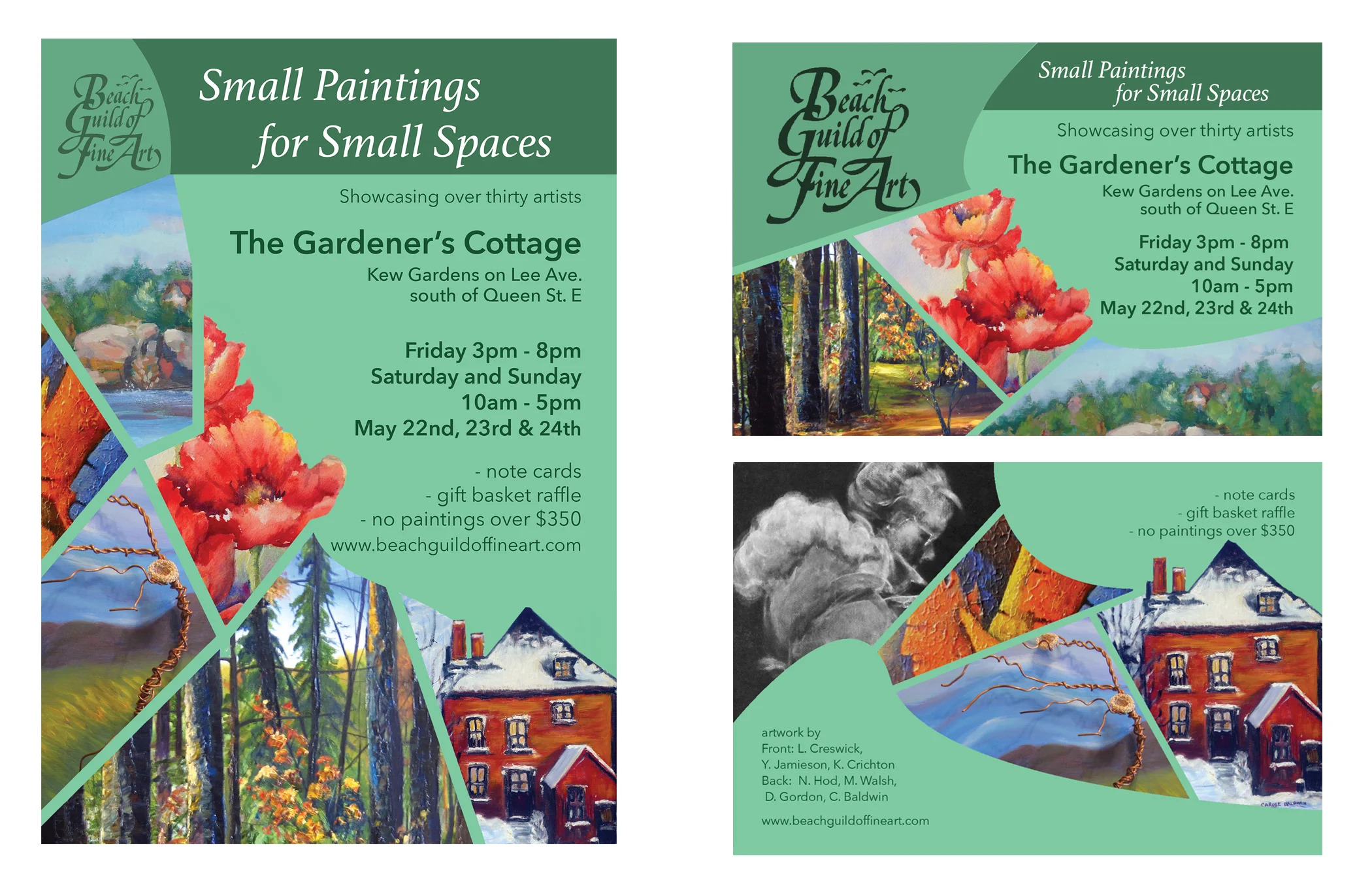 As part of her work with the Beach Guild of Fine Art Jordana does the graphic design for all of the guild's printed posters, postcards, flyers, and e-vites related to their art shows.