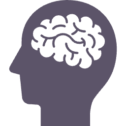 Silhouette profile of a human head with a brain illustration inside