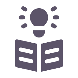 Icon of a light bulb above an open book, representing ideas or learning.