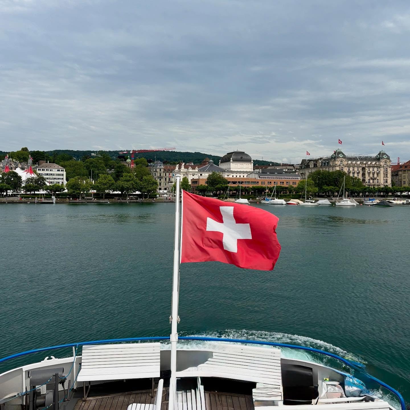 On the second day of my Family Reunion in Switzerland (June 2), we took a dinner cruise that traveled down all of Lake Z&uuml;rich! There was a thunderstorm but we missed most of it since we left Z&uuml;rich before it hit the city and only had five m