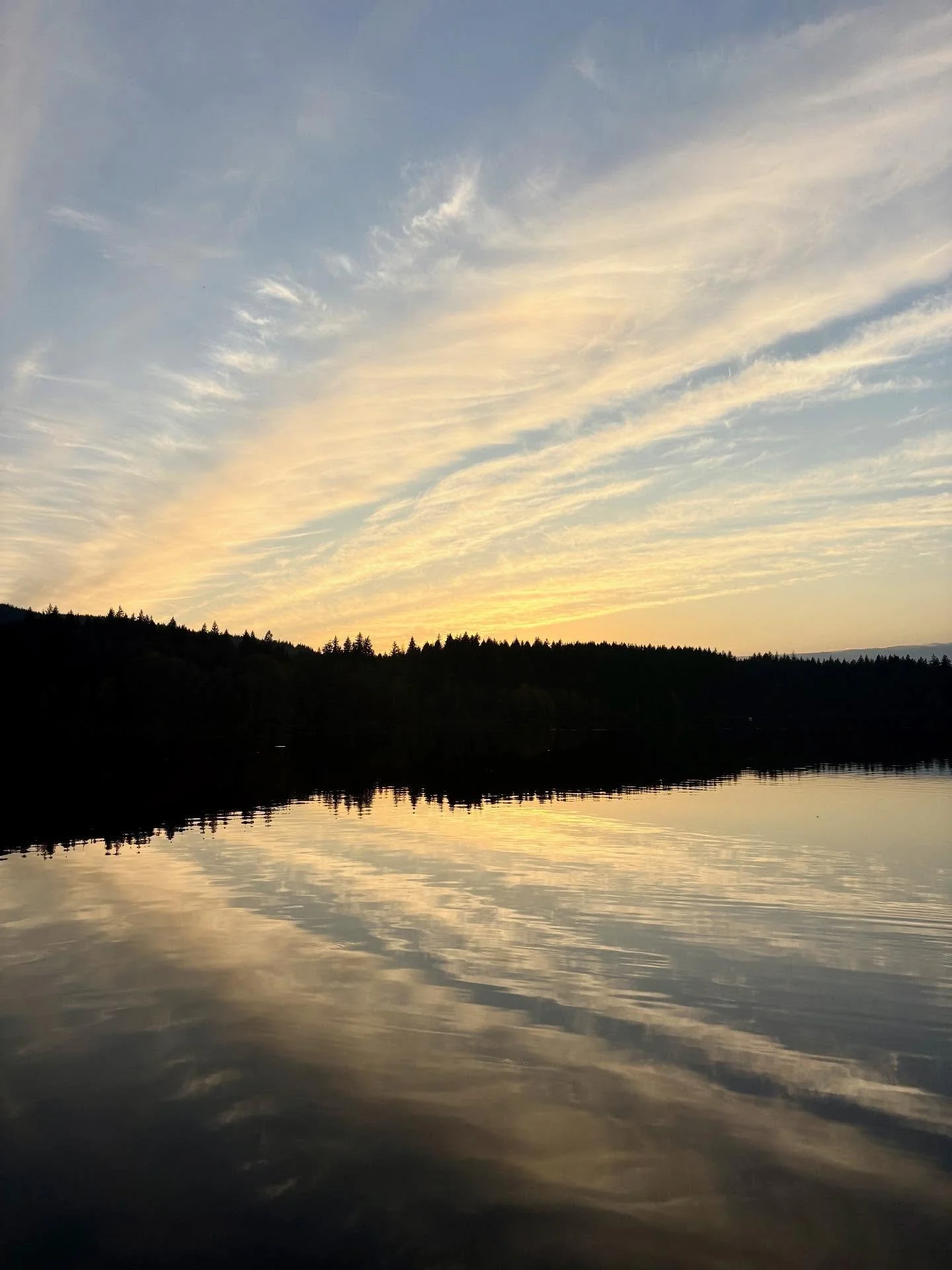 Lake Padden was fairly still last Tuesday (10/07), making it a great time to get some good reflection photos of the golden hour clouds from the dock on the east side. π