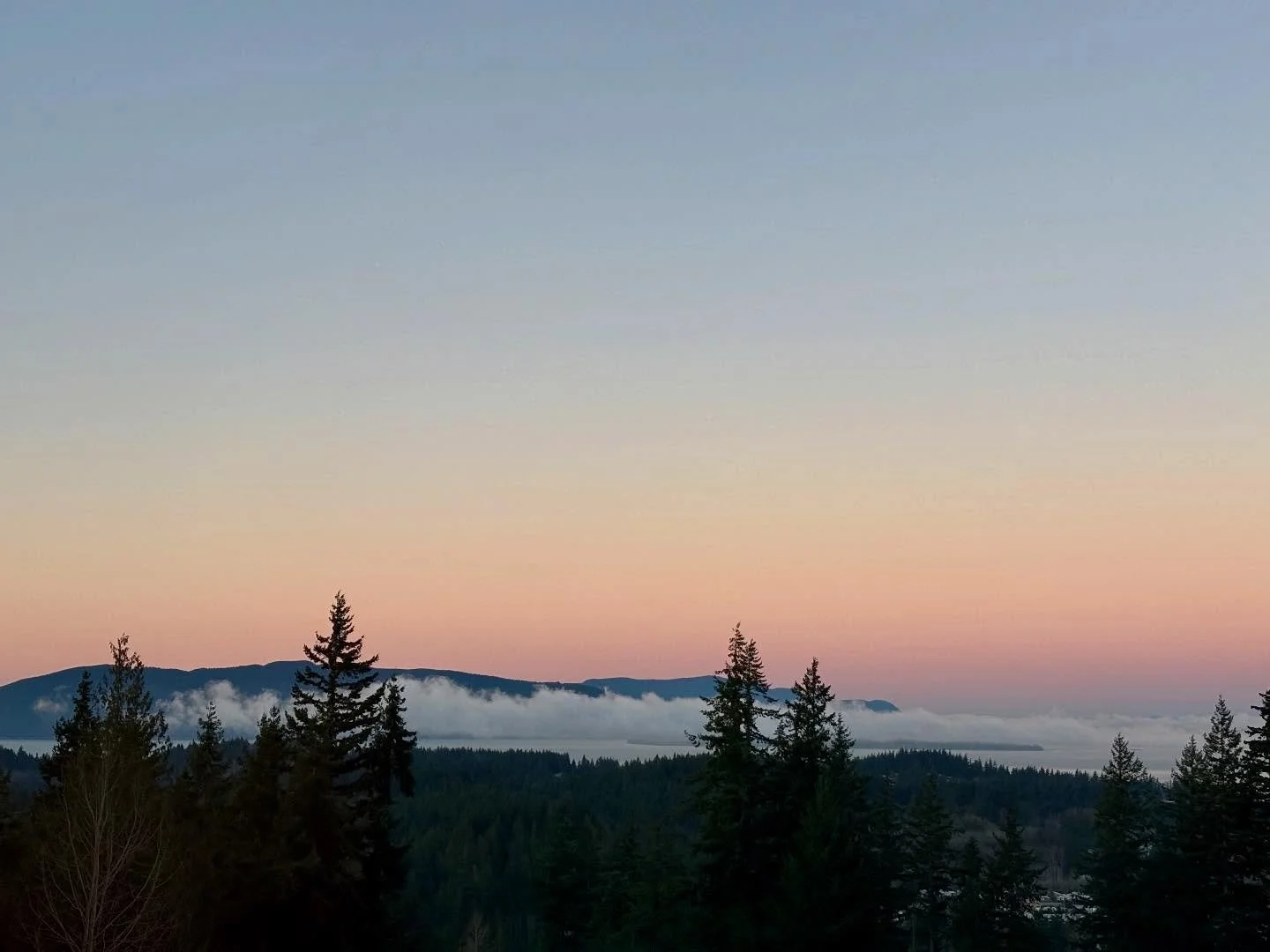 Woke up this weekend to frosty mornings with a beautiful pink sunrise glow on the horizon and a puffy layer of fog hovering over the bay! 🌤️🩷
(photos 1-3 from 1/17 &amp; photo 4 from 1/18)