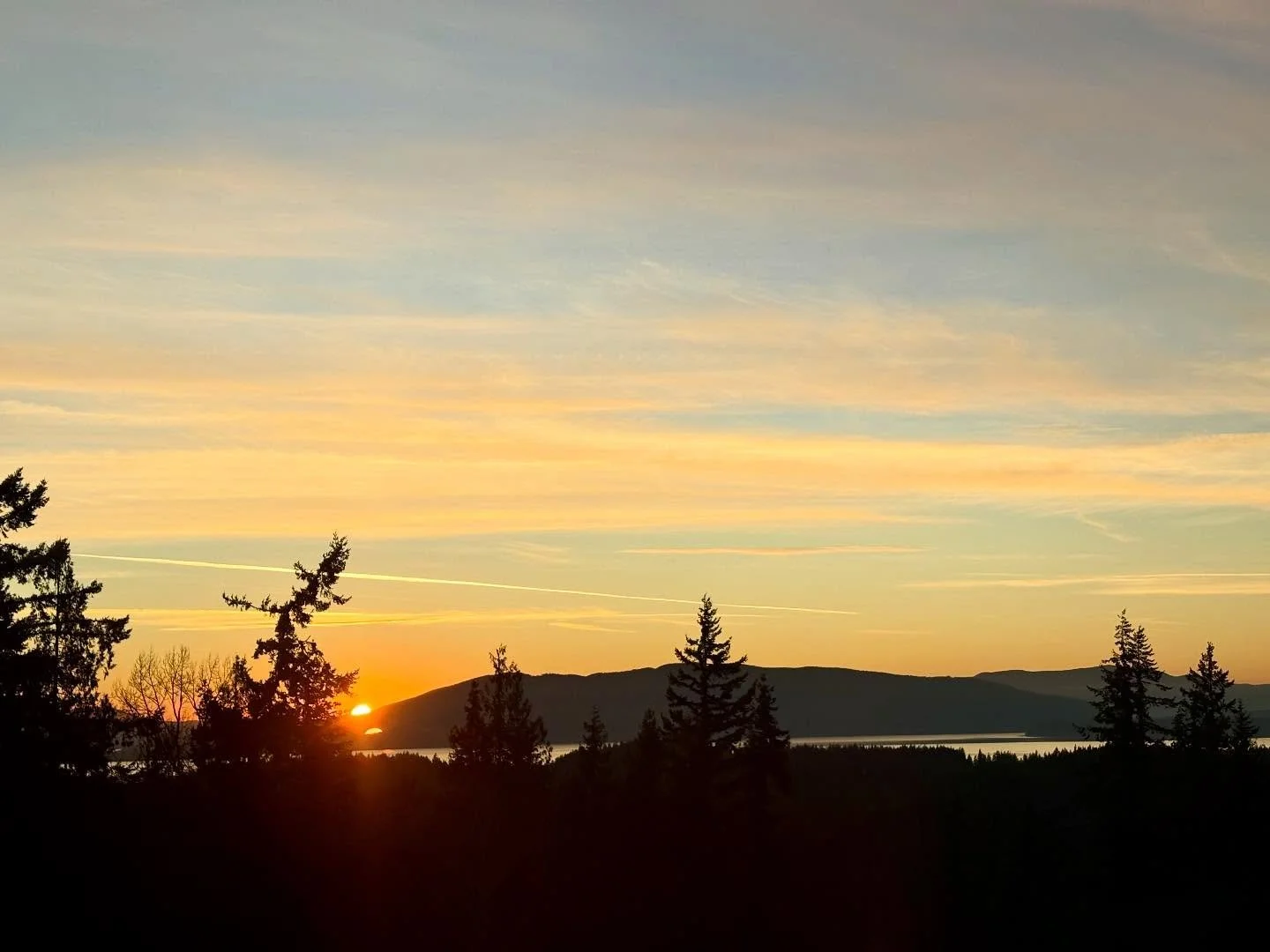 What a beauty of a sunset last night (1/21)! The clouds lit up wonderfully in sunset pastels against the blue sky! 🌅