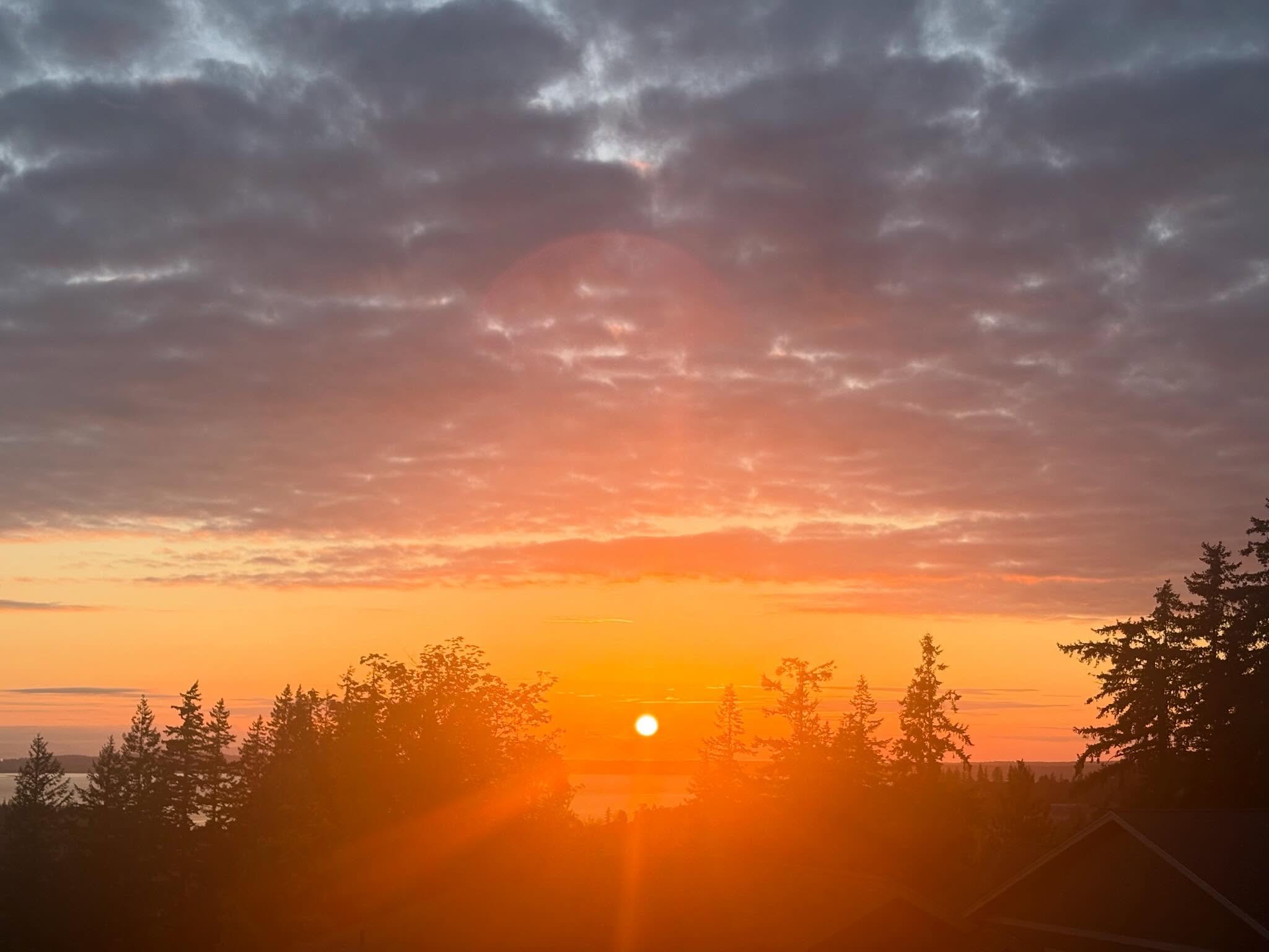 The sun rays were on point last night (4/28)! Sadly the sunset didn&rsquo;t last long after the sun dipped behind the horizon but there was a few moments of the gray clouds turning pinkish on the underside before the sunset colors vanished. 🌅