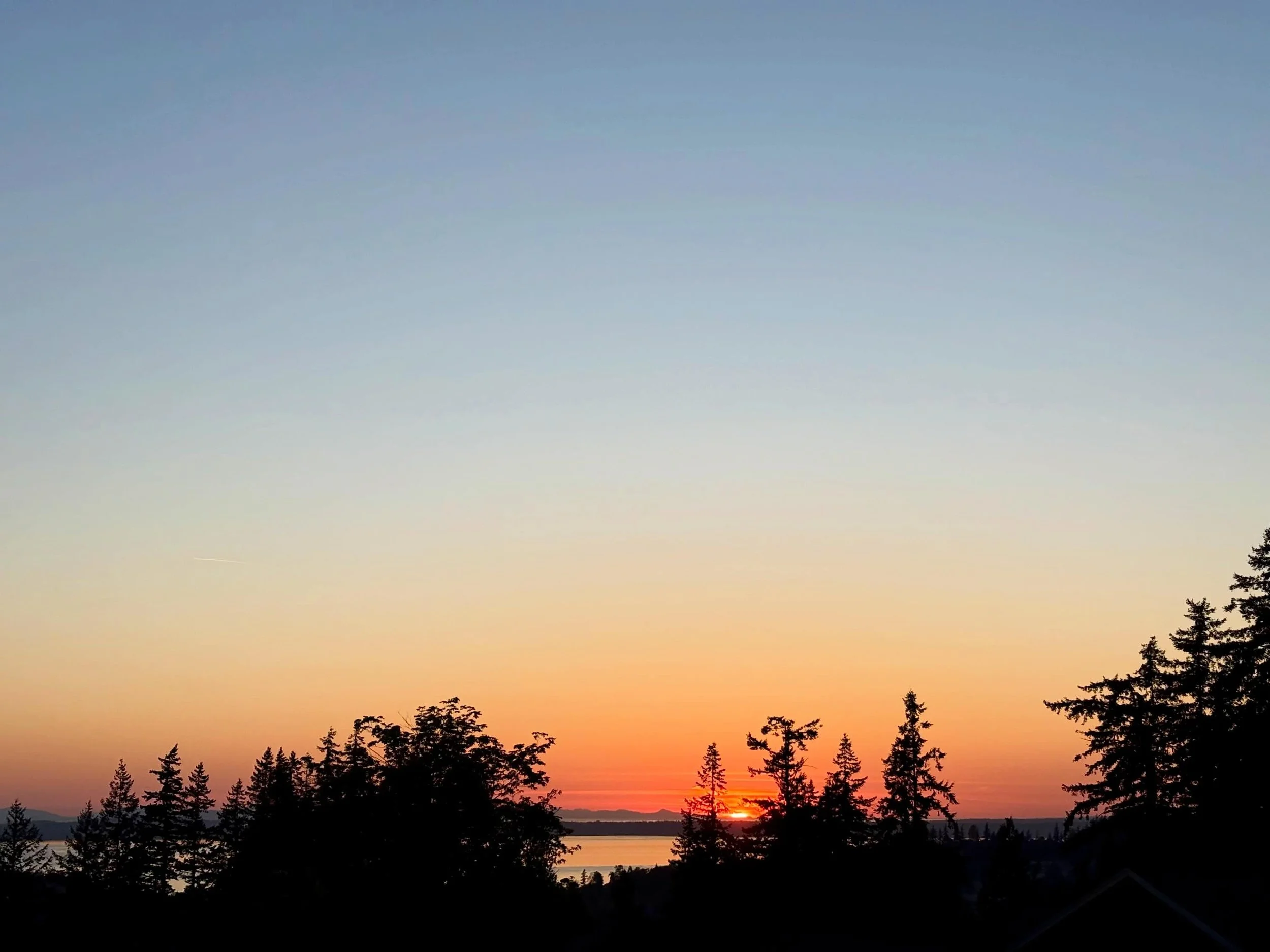 A week ago on May 2nd, the sunset was quite orange, which seems to be how most of them have been lately. As usual, I enjoyed watching the sun set between the trees and the sky light up with color. I especially enjoyed the bright orange blaze within t