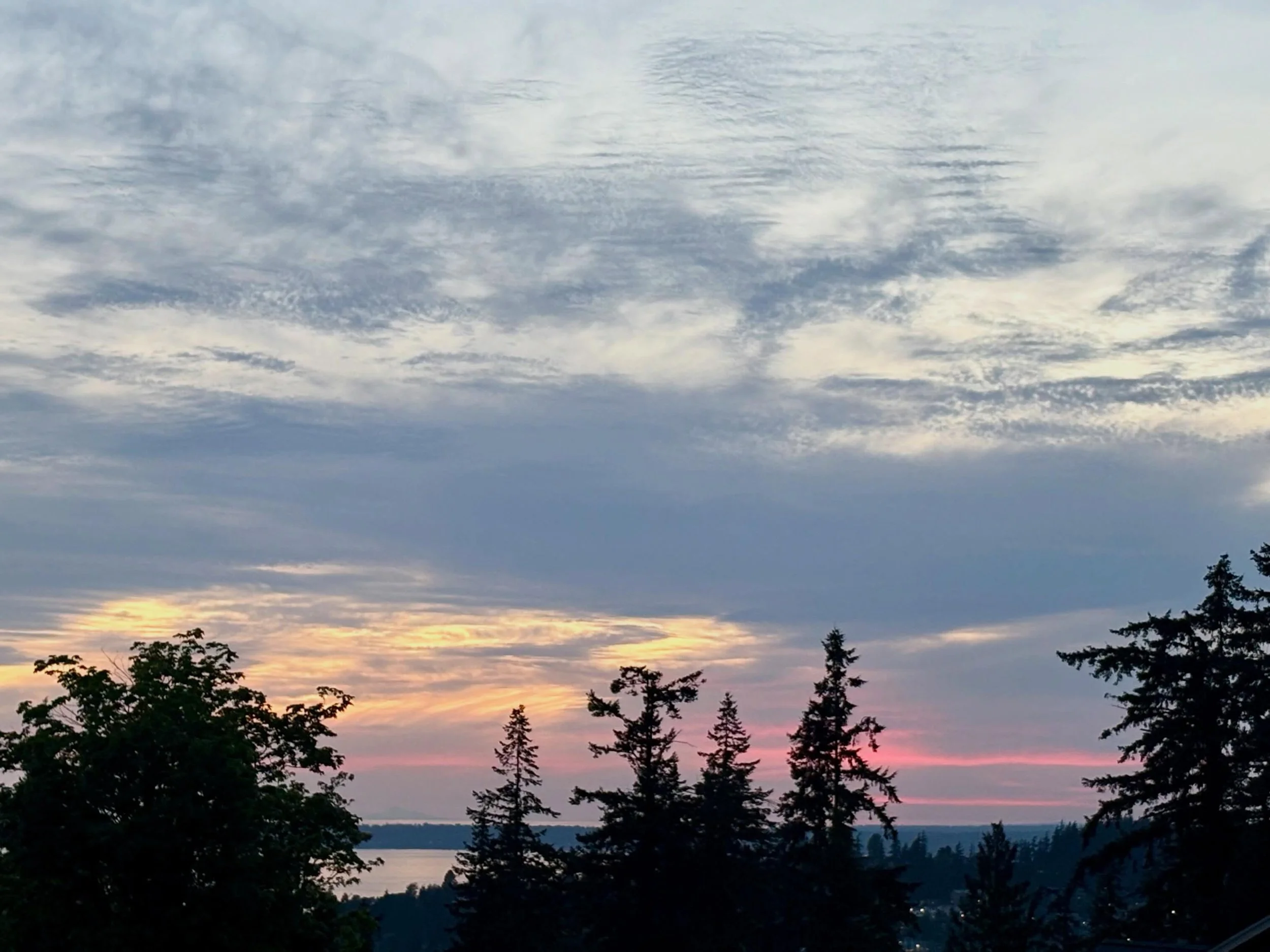 Last night&rsquo;s (5/09) sunset from end to beginning. Those deep pinks at the finale were even better to the naked eye! 🌅