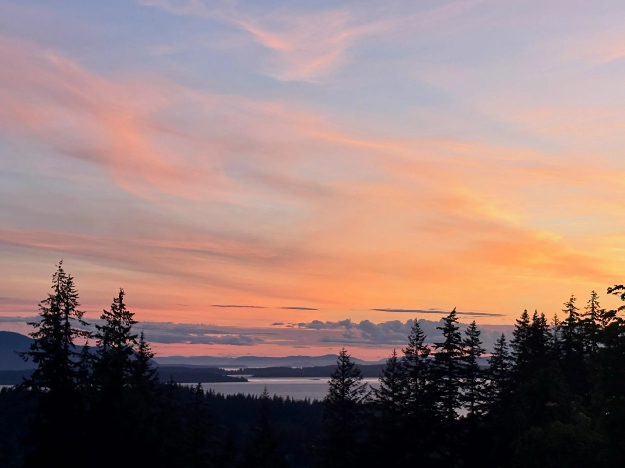 The sunset on Tuesday (5/19) was a beauty! The clouds and the colors were lovely and put on a great show! Wait until you see the view of where the sun set between the trees, post coming tomorrow. 🌅