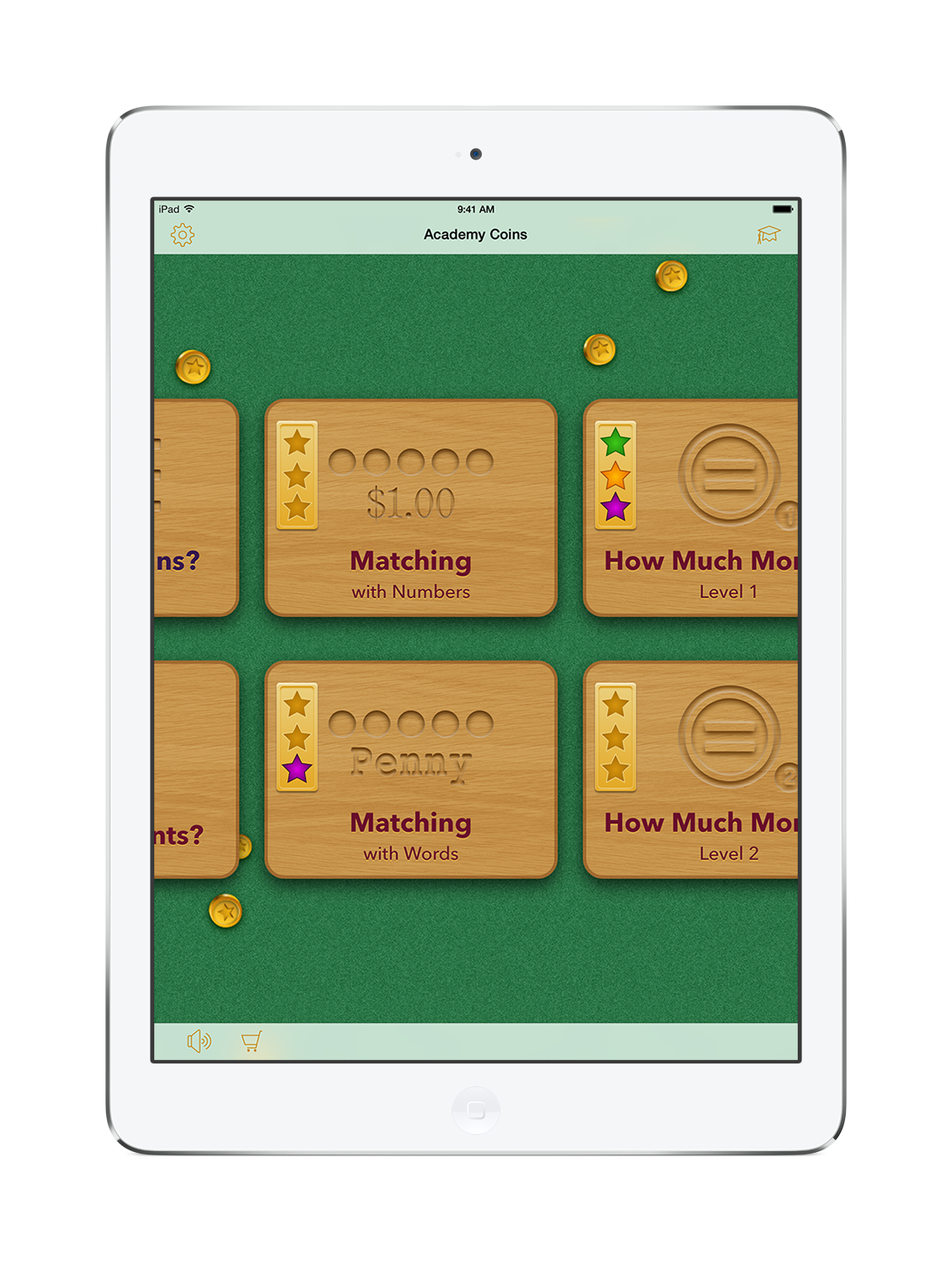 Academy Coins Home Screen on an iPad mini