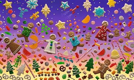 The Night Before Christmas Visioning sugarplums, candy canes, cookies and more.