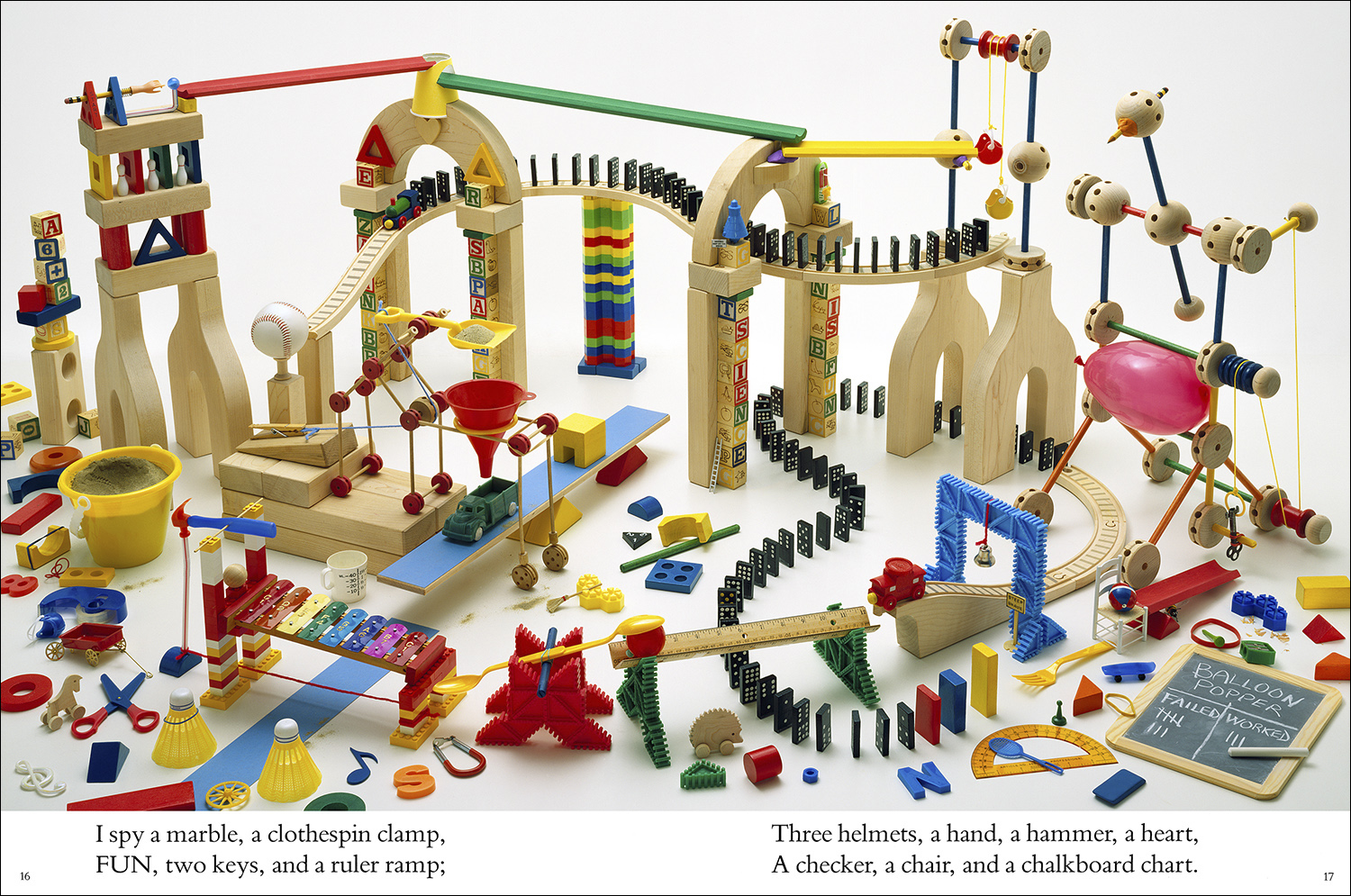 Levers, Ramps, and Pulleys, from I SPY School Days (1995), Photographs by Walter Wick, Riddles by Jean Marzollo 