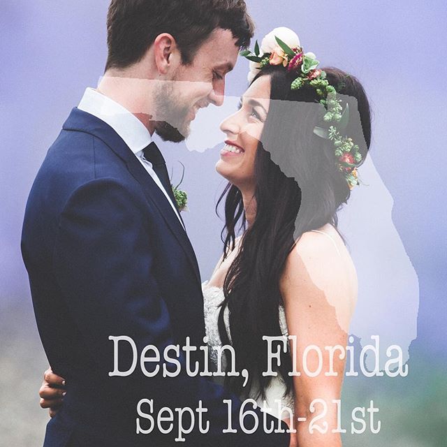 We will be in Destin, Florida shooting a wedding from the 16th-21st. Let's Shoot! #motivate #love #inspire #wedding #destinationweddingphotographer #weddingphotography #florida #destin #couples #smile #ocean #letsshoot #kiss #ocean #instagood #explor