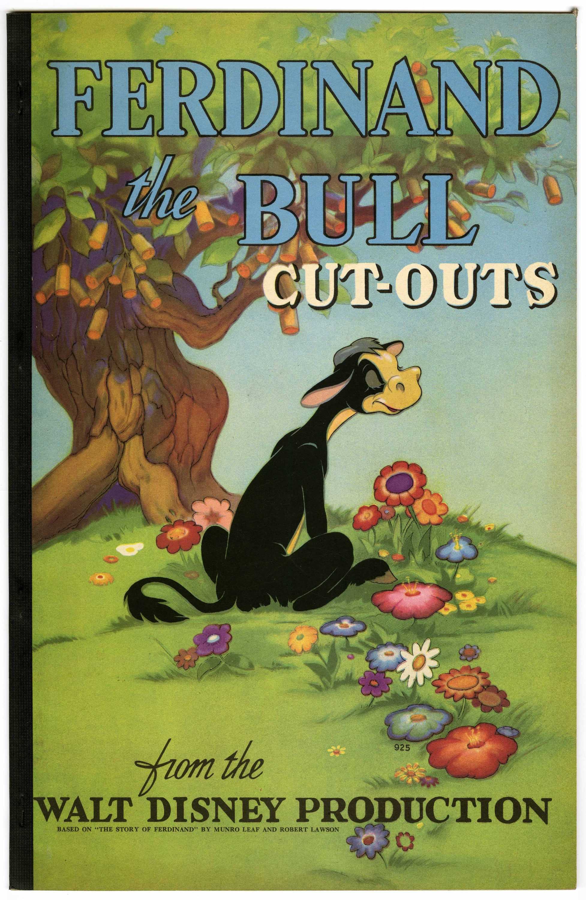 Ferdinand the Bull Cut-Outs Book #925 (Disney/Whitman, 1938). Colorful, oversized (approximately 10.5" x 16.25") cut-out book, unused, with all items intact and in Excellent condition. Listed in Hake's Disney Collectibles book with NM value = $350. From the Don Vernon Collection.