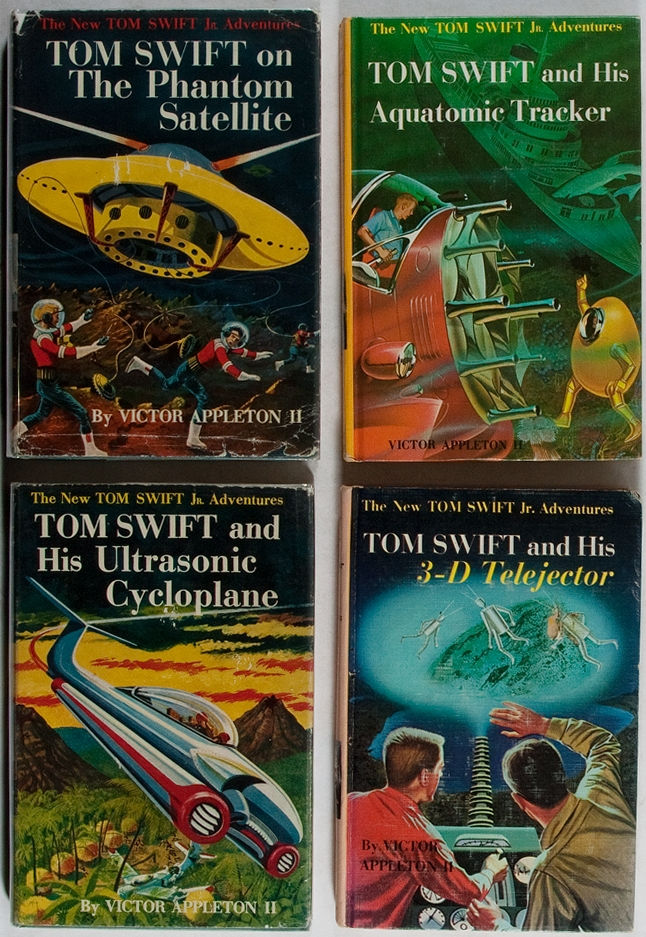 Four Tom Swift books. Grosset & Dunlap, 1956-1964. Two volumes in dj. Very good or better condition.