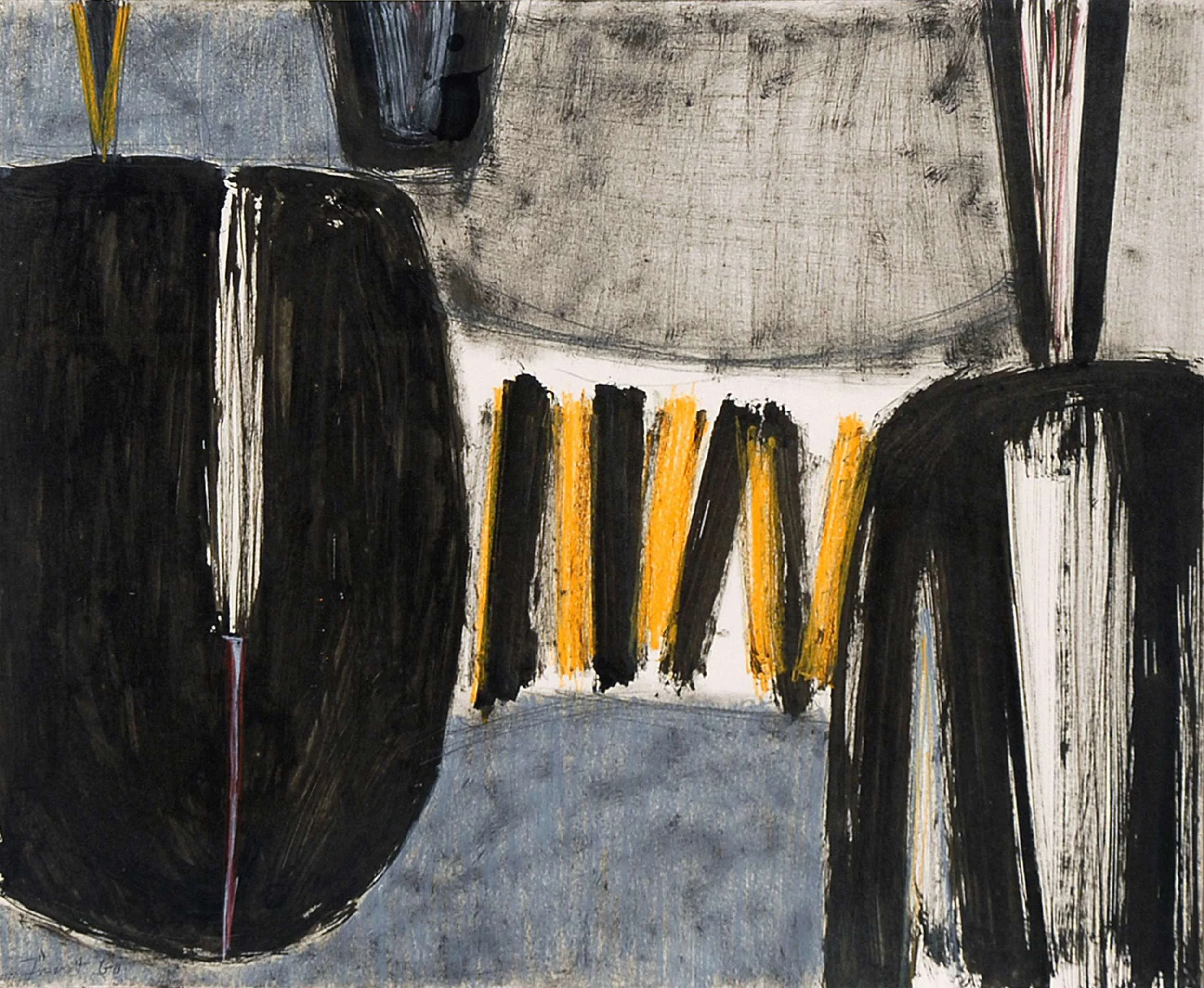 Black Abstract 1960 Pencil, ink and pastel on card 1960 via Godson & Coles
