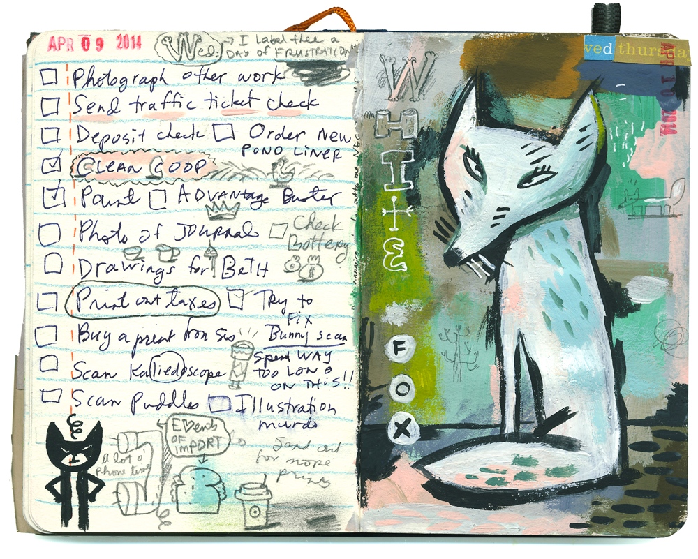 Another in a series of white fox paintings in my sketchbook