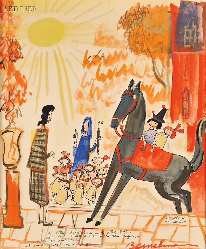 Original painting "I'm sorry, the horse must go". Sold for over $27,000 on Skinner Auctions