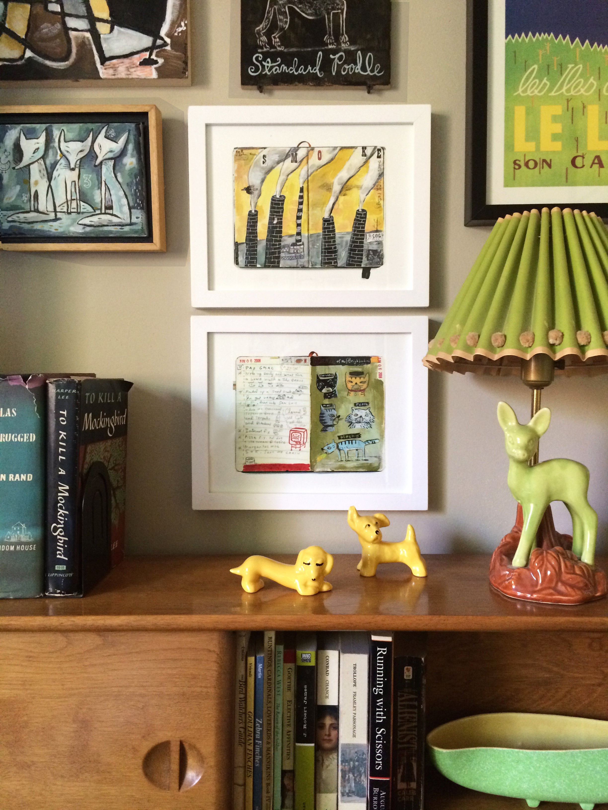 Art wall. A couple of my journal giclee prints. 