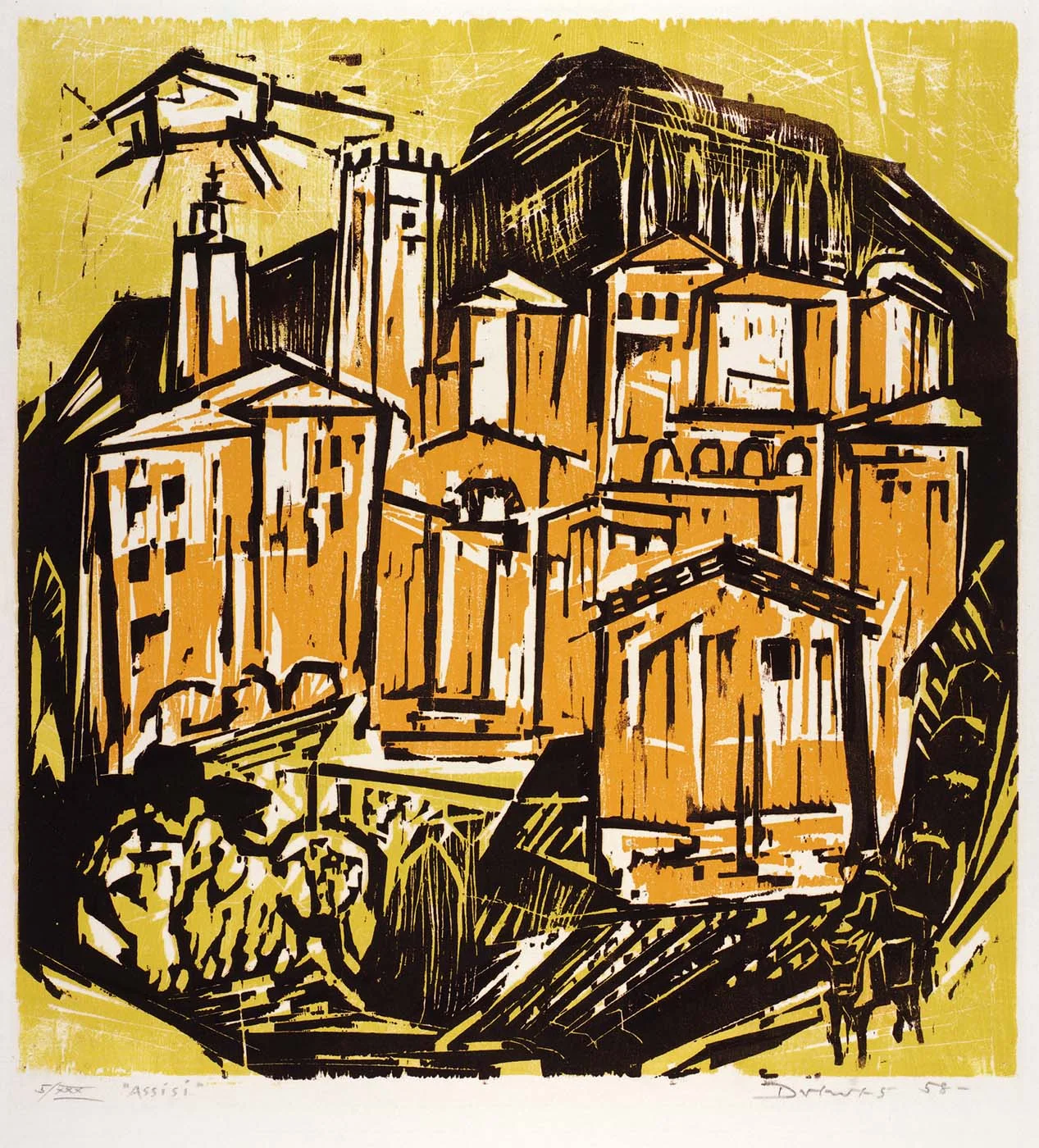 Assisi (no. 206) wood cut, 1958