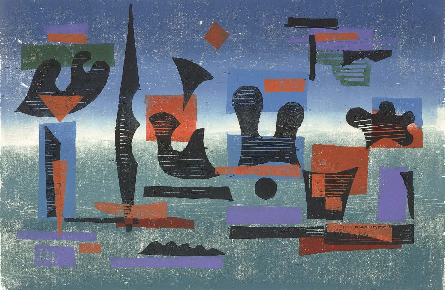 Aquatic Ballet, wood cut, 1979