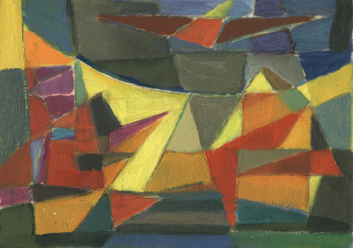 Contrasting Harmony, Werner Drewes, Oil on vellum, via Richard Norton Gallery