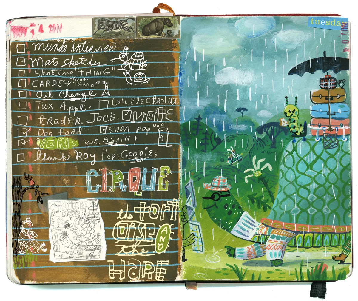 I began in my sketchbook, and it gave me some ideas for how I might approach a spread. In the end, I decided to do the cover for now, because it's something I want to work on and add to my portfolio.