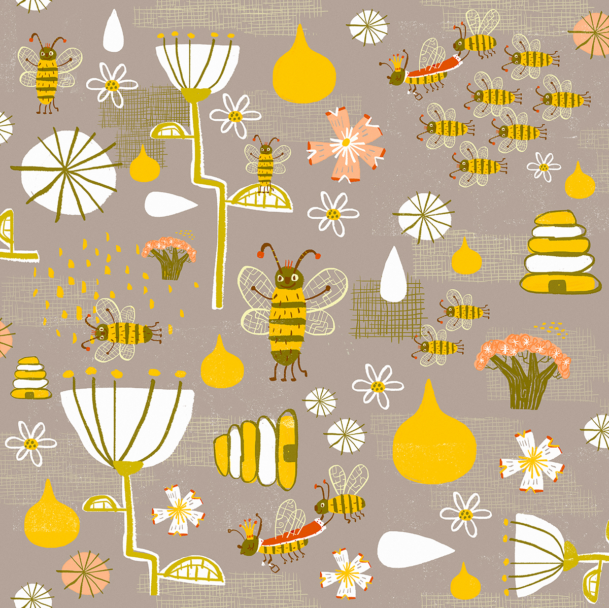 What's the buzz pattern design on Spoonflower and Society 6 .