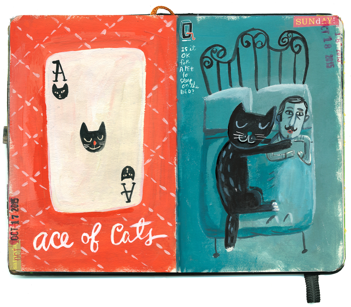 Black-cat-a-day 17 & 18: Ace of cats/Co-sleeping